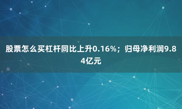 股票怎么买杠杆同比上升0.16%；归母净利润9.84亿元